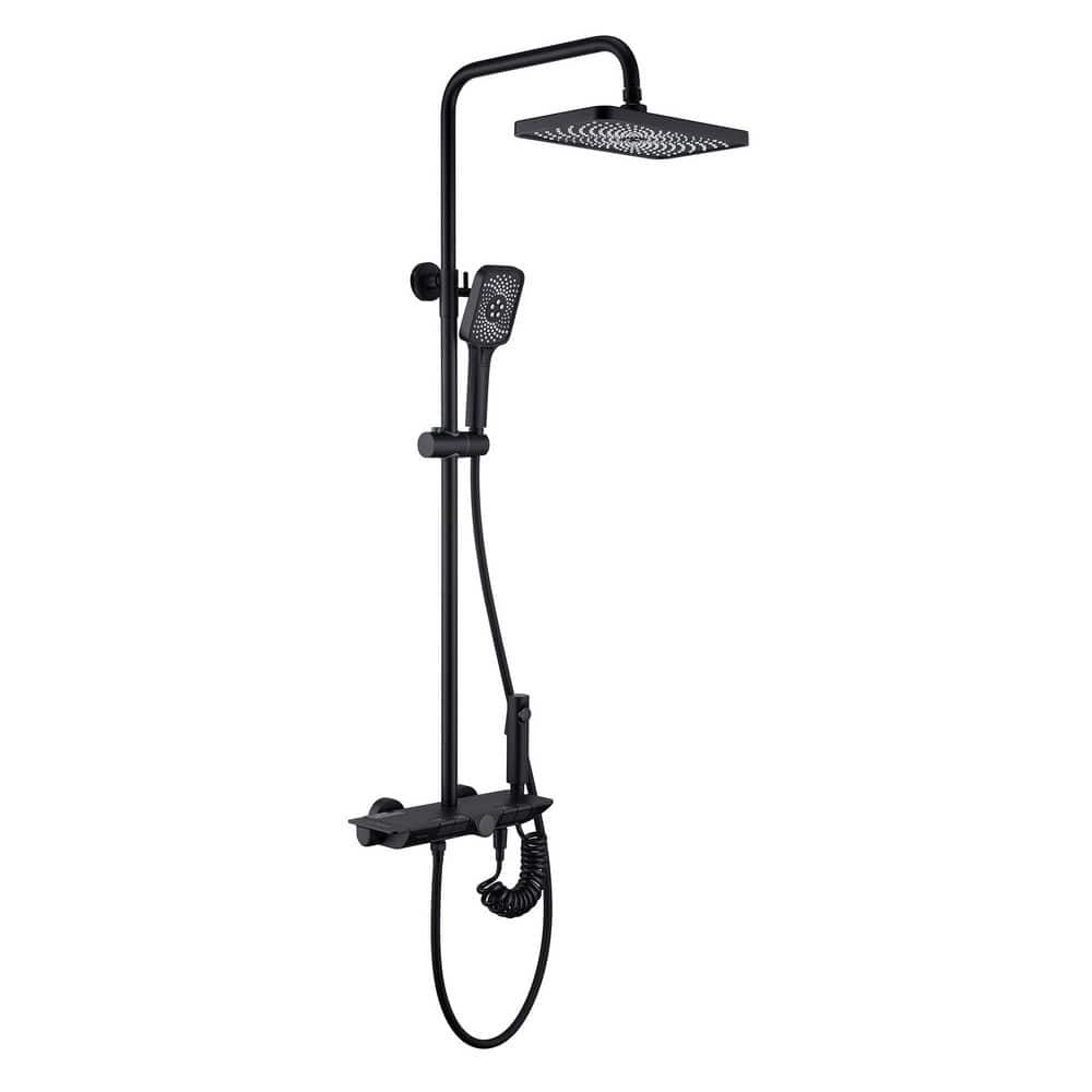 3-Spray Patterns with 2.5 GPM 12 in. Wall Mount Dual Shower Heads with Ther