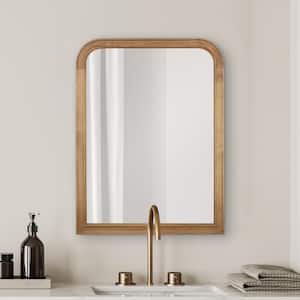 18 in. W x 24 in. H Rectangle Bonnevaux Natural Pine Wood Finish Wall Mirror - Right-Angled Bottom French Country