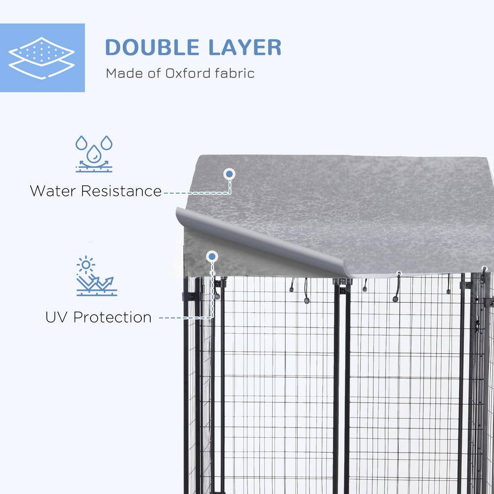Large Black Steel Outdoor Dog Kennel with UV-Resistant Roof