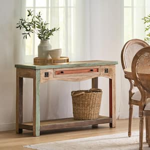 Edgell Multicolored Distressed Console Table