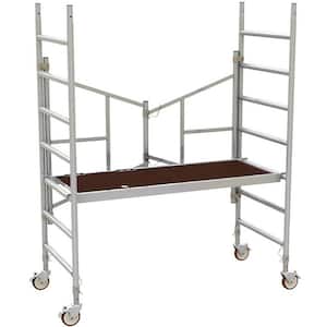 6 ft. H x 5.4 ft. W x 2.6 ft. D Aluminum Lightweight Folding Easy-Set Scaffold Rolling Tower, 800 lbs. Load Capacity