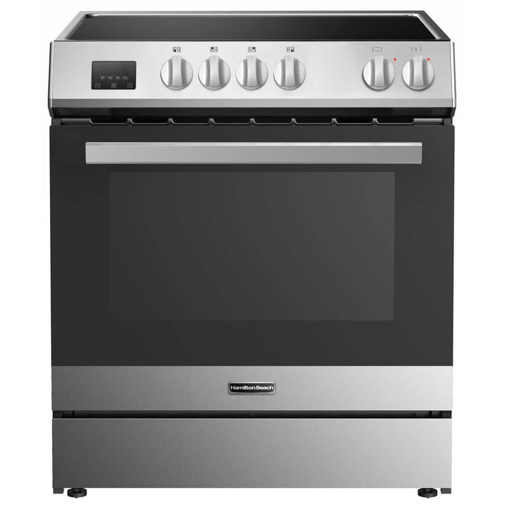 Hamilton Beach 30 in. 4-Element Slide-In Electric Range in Stainless Steel with Convection Technology