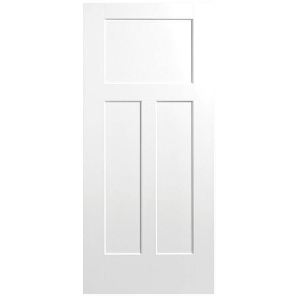 Masonite 36 in. x 80 in. 3-Panel Winslow Single Bore Solid Core Ultra-Pure White Molded Composite Interior Door Slab