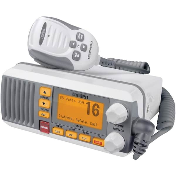 Uniden 25-Watt Full-Featured Fixed-Mount VHF Marine Radio in White UM435 -  The Home Depot