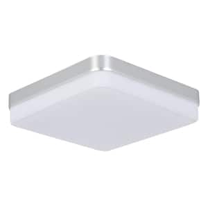 Kulli 9 in. 36-Watt Modern Square Simple Silver Integrated LED Flush Mount 5000K With Shade