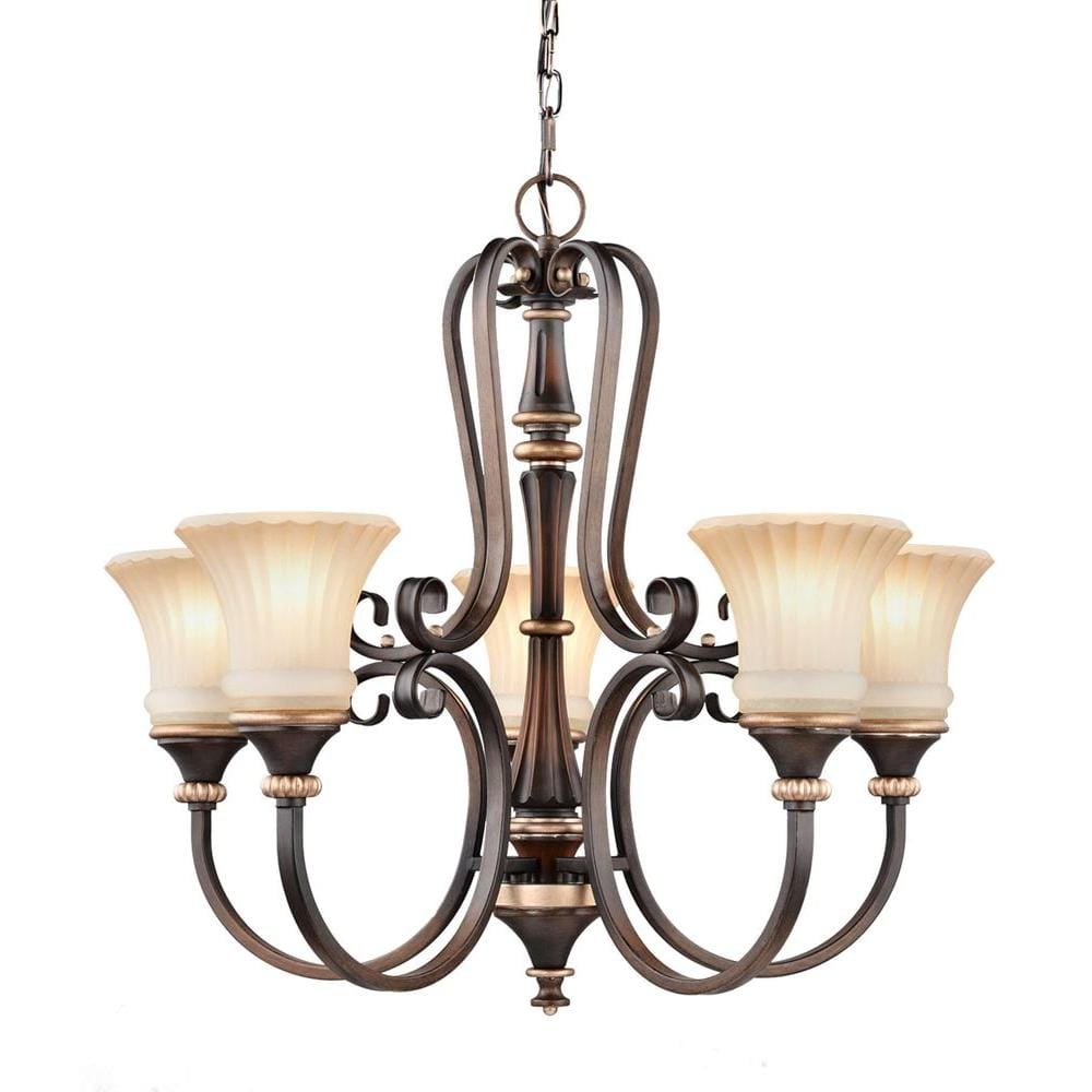 UPC 718212172650 product image for Reims 5-Light Berre Walnut Chandelier with Driftwood Glass Shades | upcitemdb.com