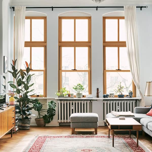 400 Series 37-5/8 in. x 56-7/8 in. Clad Wood Double-Hung Window w/Low-E Glass, White Ext/Pine Int & Stone Hardware