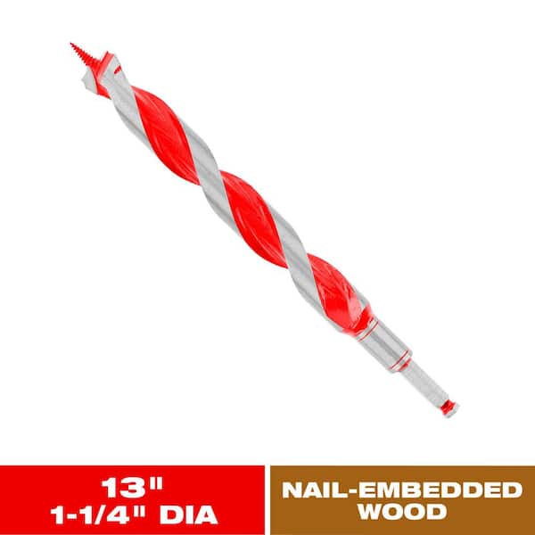 1-1/4 in. x 13 in. Carbide Auger Drill Bit for Wood and Nail-Embedded Wood