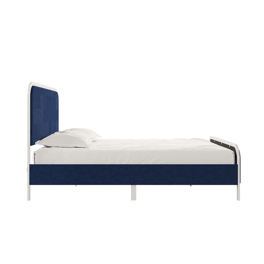 Novogratz Tallulah Upholstered Platform Bed Frame in Blue - Side View