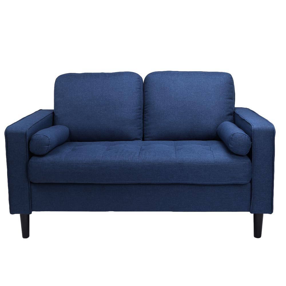 Zjoyee 55.5 in. Navy Blue Velvet 2Seats Loveseats PS202200374 The