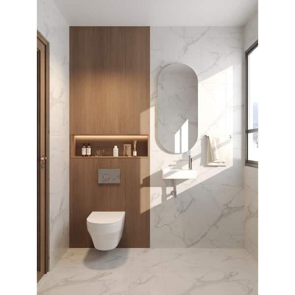 1-Piece 1.1/1.6 GPF Dual Flush Elongated Wall Hung Toilets in White, Soft Closing Seat Included, without Tank