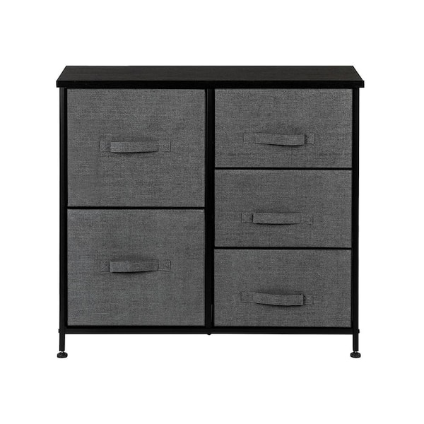 Karl home 11.81 in. W x 27.56 in. H Gray 5-Drawer Fabric Storage Chest with Gray Drawers