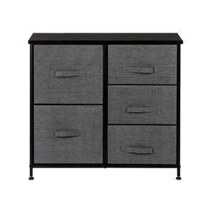 11.81 in. W x 27.56 in. H Gray 5-Drawer Fabric Storage Chest with Gray Drawers