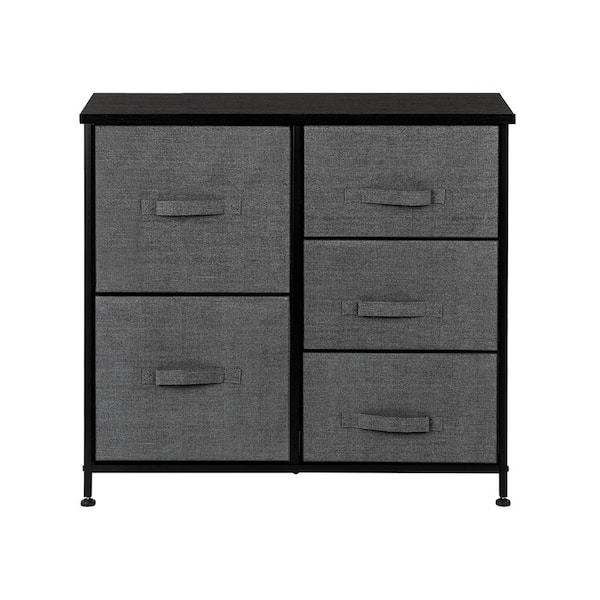 Winado 11.81 in. W x 27.56 in. H Gray 5-Drawer Fabric Storage Chest with Gray Drawers