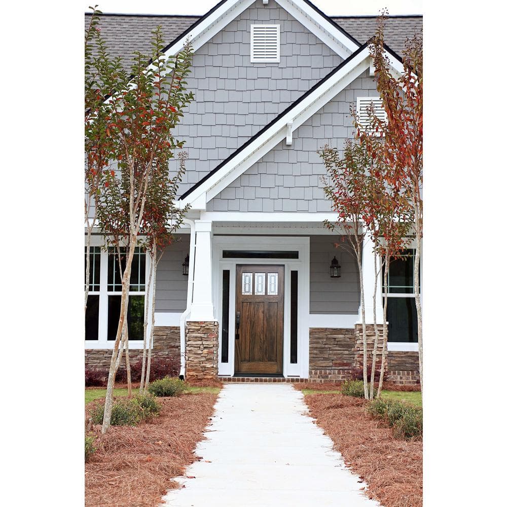 Espresso Stained Mahogany Front Door with Decorative Glass Panels