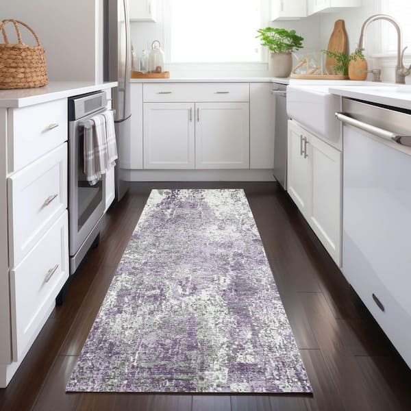 Chantille Machine Washable Indoor/Outdoor Abstract ACN1765 Plum 2 ft. 3 in. x 7 ft. 6 in. Runner Rug