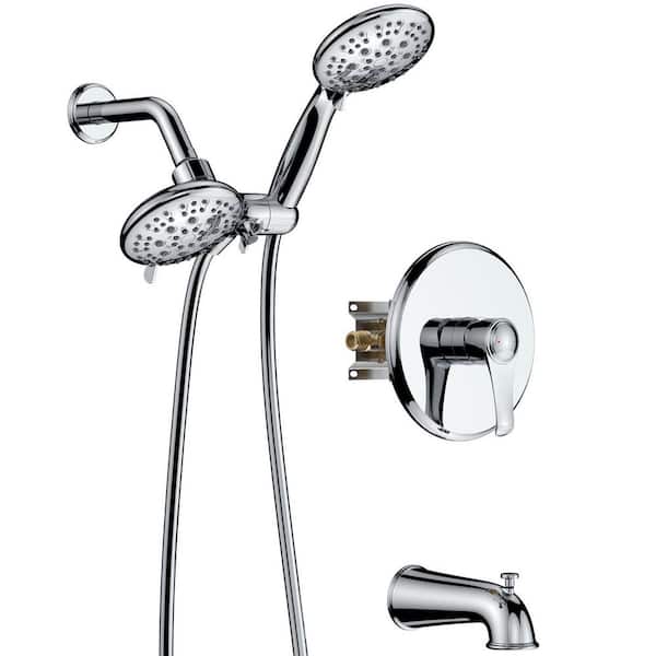 GIVING TREE 2-In-1 Single-Handle 11-Spray Tub and Shower Faucet Handheld Combo with 4 in. Shower Head in Chrome(Valve Included)