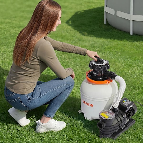 13 in. 0.75 HP Above Ground Pool Sand Filter Pump with 6-Way Valve, 3500 GPH