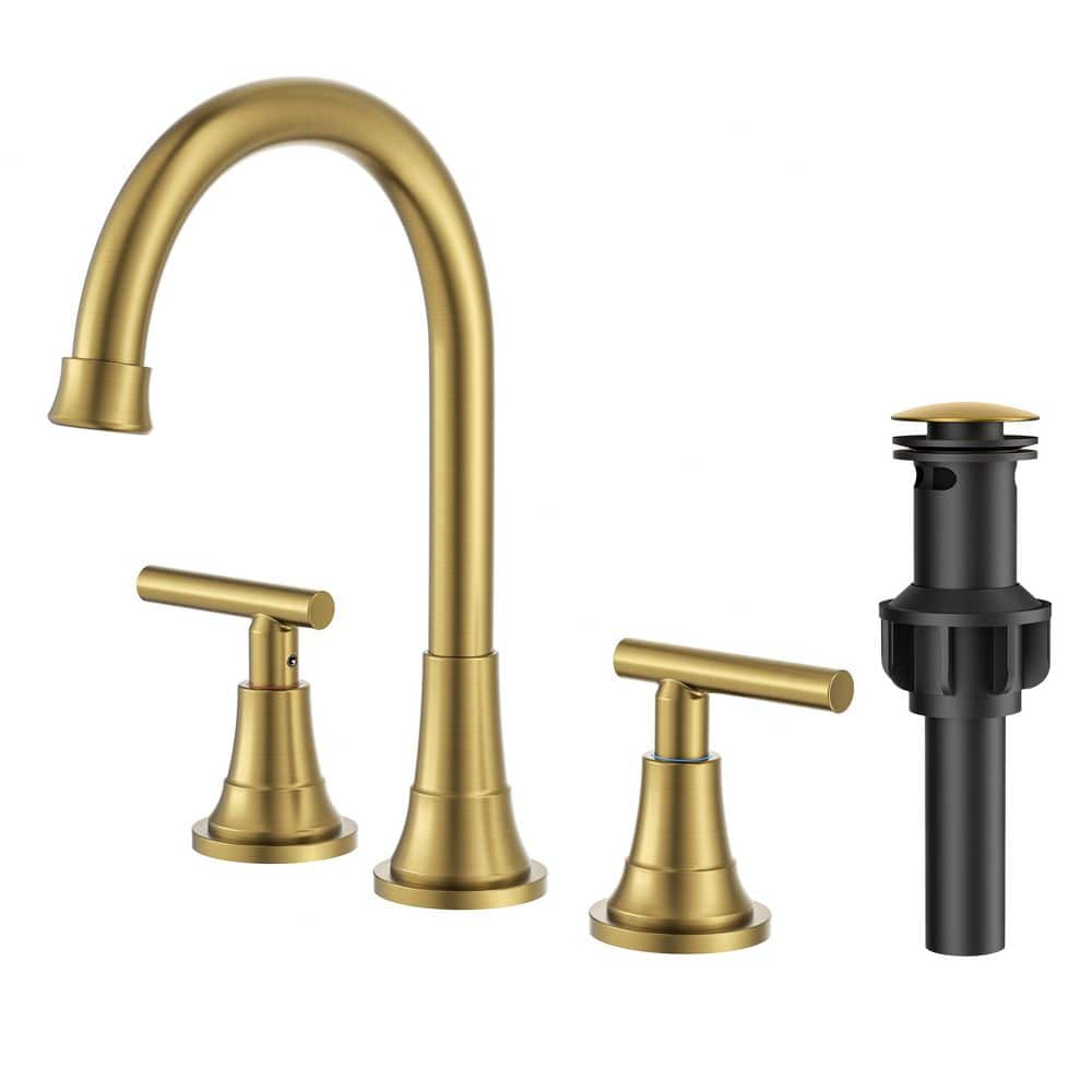8 in. Widespread 3 Hole Double Handle Bathroom Faucet with 360 ° Swivel Spout in Gold price history on PriceWatchPro
