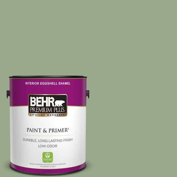 BEHR PREMIUM PLUS 1 gal. #PPU11-05 Pesto Green Eggshell Enamel Low Odor Interior Paint & Primer