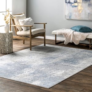 Alice Abstract Waterfall Blue 9 ft. x 12 ft. Area Rug