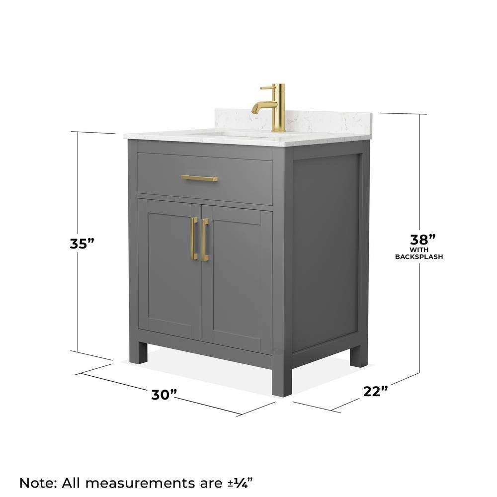 Beckett 30" Dark Gray Freestanding Vanity with Cultured Marble Top