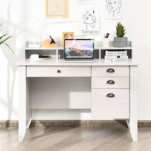 48 in. Rectangular White Wood 4-Drawer Computer Desk PC Laptop Writing Table Workstation Student Study Furniture White