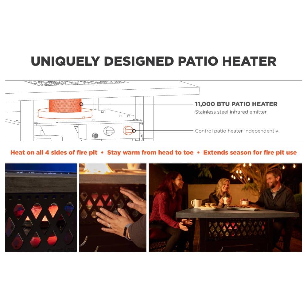 Bronze Square Steel Propane Gas Fire Pit Table with Oil-Rubbed Finish