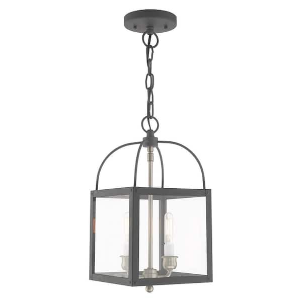 AVIANCE LIGHTING Lyford 2-Light Scandinavian Gray Convertible Mini Pendant/Semi Flush with Clear Glass