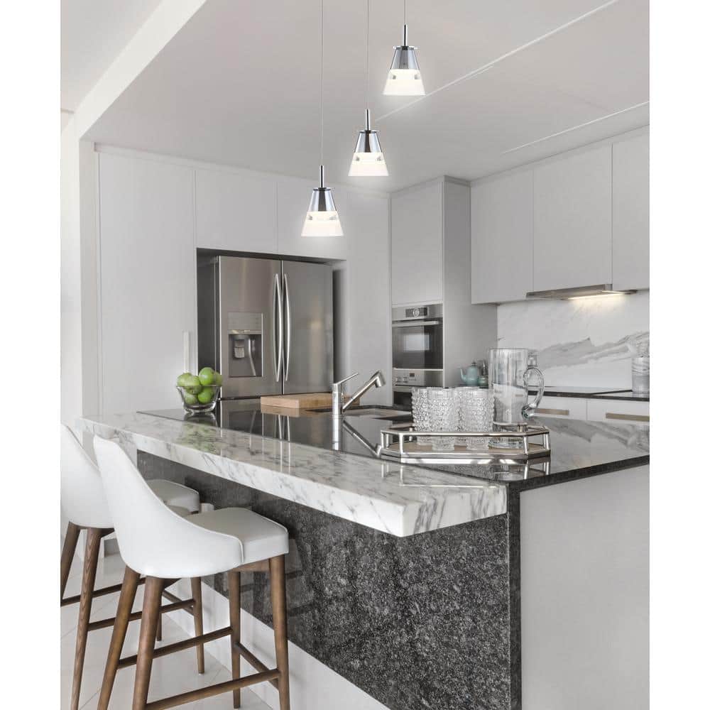Alain Modern 12.5" Chrome 3-Light Adjustable Cluster LED Pendant