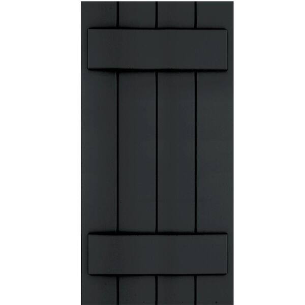 Winworks Wood Composite 15 in. x 30 in. Board & Batten Shutters Pair #632 Black