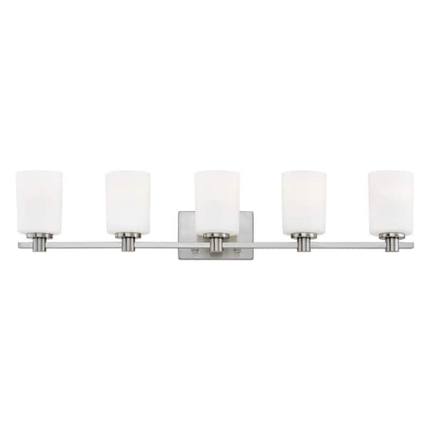 Karlie 35.5 in. 5-Light Brushed Nickel Vanity Light