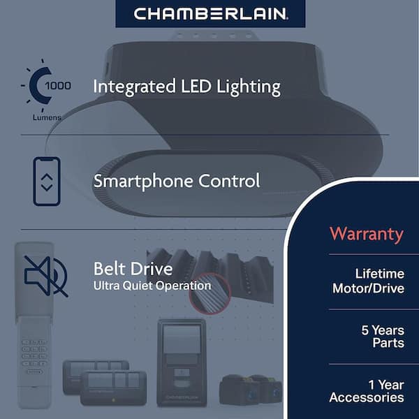 3/4 HP LED Smart Belt Drive Garage Door Opener