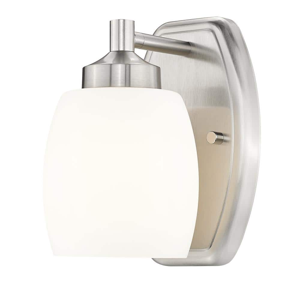 Kendrick 1-Light Brushed Nickel Wall Sconce with Matte Opal Glass Shade