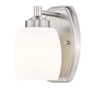 Kendrick 1-Light Brushed Nickel Wall Sconce with Matte Opal Glass Shade