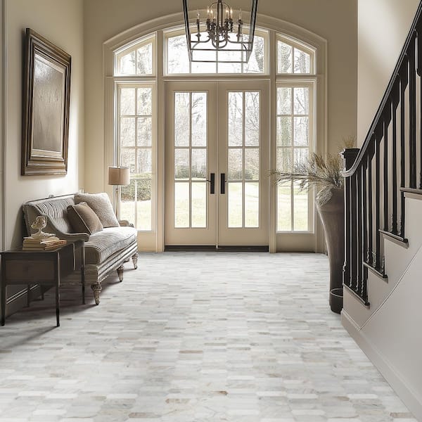 MSI Arabescato Venato White 12x12x0.38 in. Honed Marble Picket