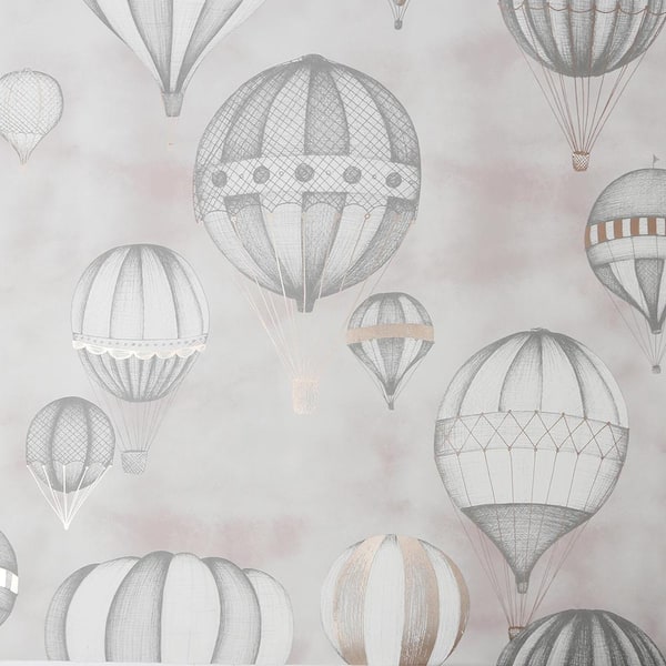 Unbranded Balloon Fiesta Grey and Rose Gold Wallpaper