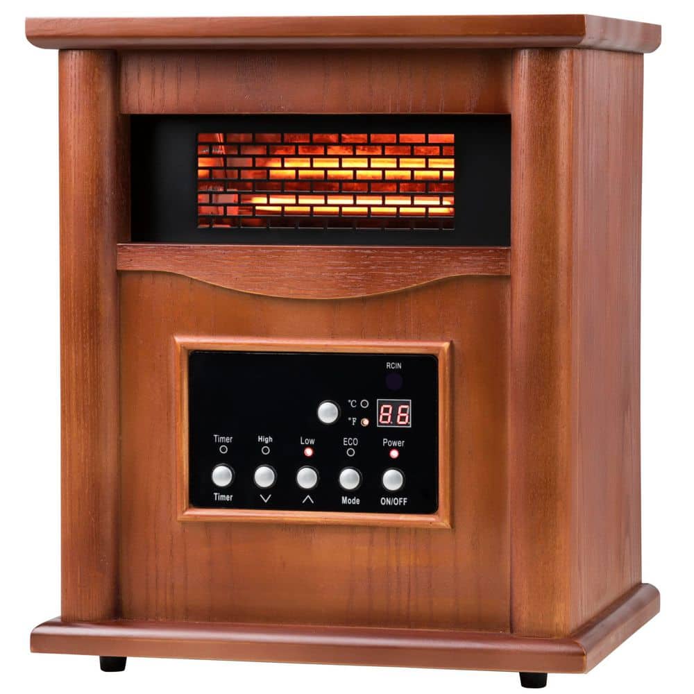 AIRO COMFORT 1500-Watt Portable Wood Electric Quartz Space Heater