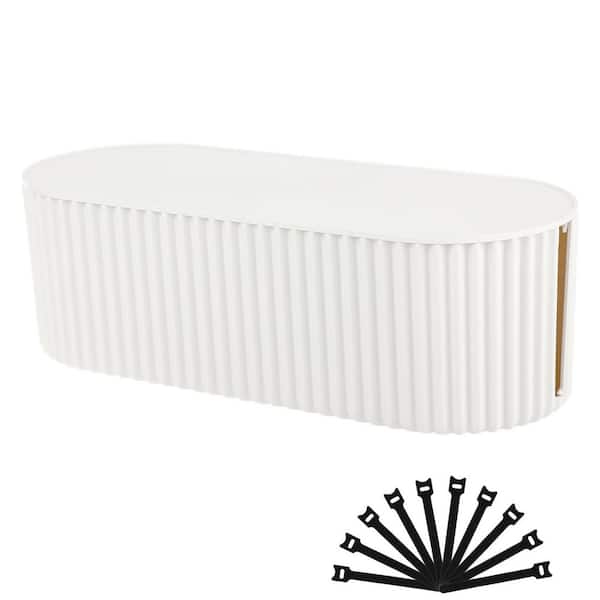 Large White Cable Organizer Box for Power Strips Surge Protectors TV Computer Wires Cord Hider for Home Office 1 Piece