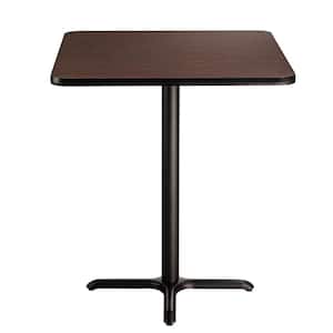 36 in. Square Composite Wood Cafe Table, 30 in. Height, Mahogany Laminate Top and Black X-Base