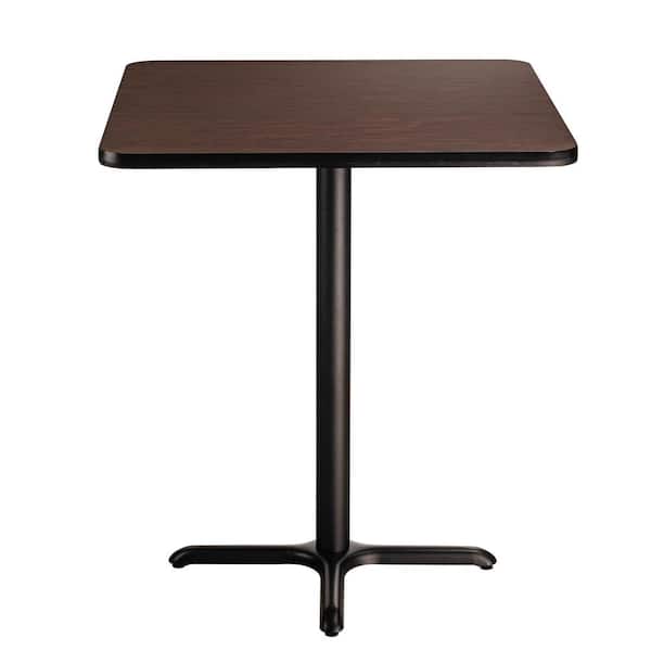 National Public Seating 36 in. Square Composite Wood Cafe Table, 30 in. Height, Mahogany Laminate Top and Black X-Base