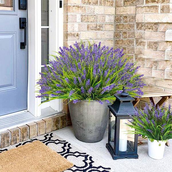 Afoxsos 1 in. 48 Pack Purple Artificial Plant Outdoor UV Resistant