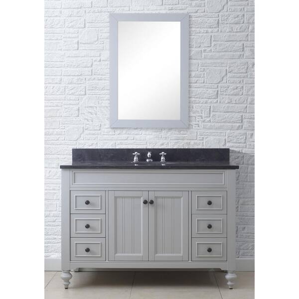 Water Creation Potenza 48 in. W x 33 in. H Vanity in Ivory Grey with Granite Vanity Top in Blue Limestone with White Basin