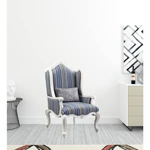 Charlie Fabric and White Finish Fabric Wingback Chair with Removable Cushions