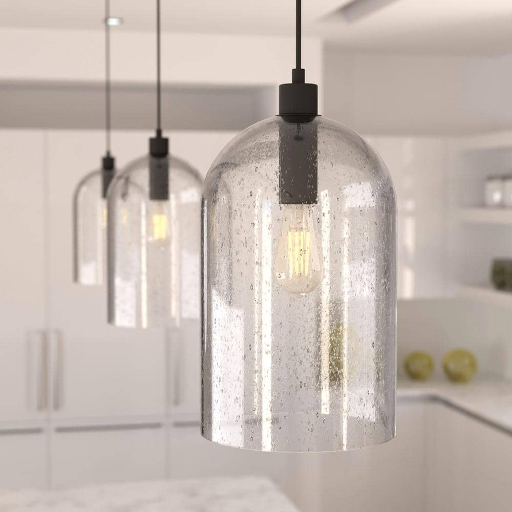 Noble Bronze Seeded Glass LED Pendant Light