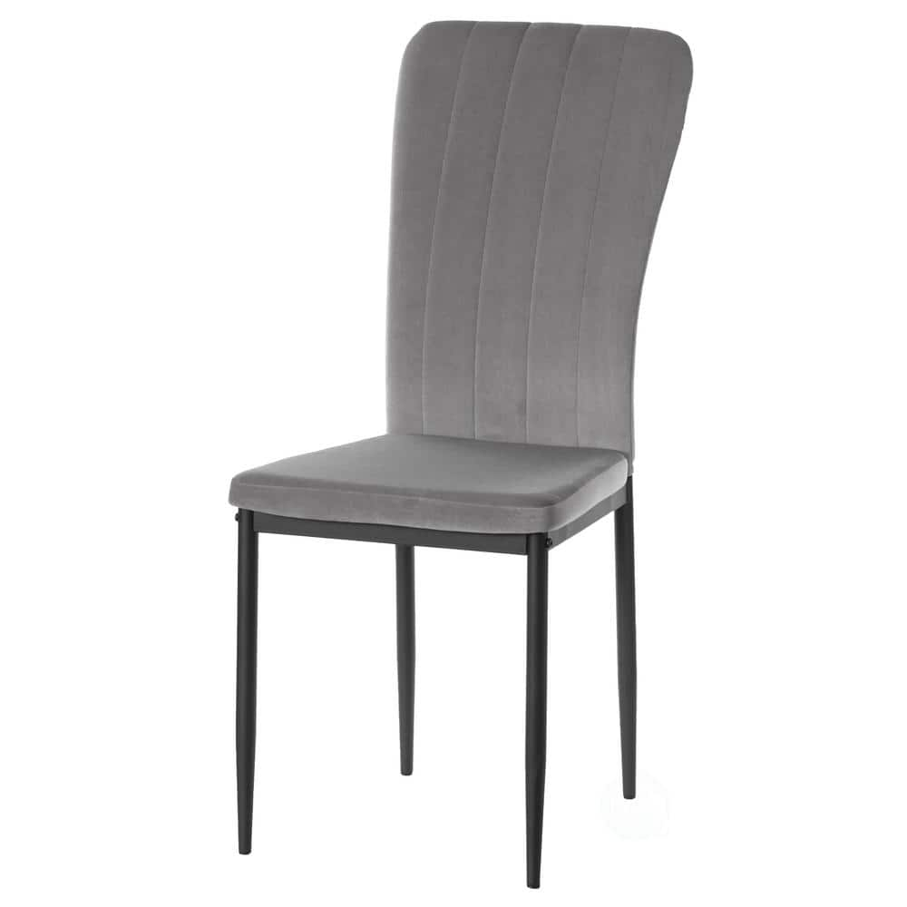 FABULAXE Gray Modern and Contemporary Tufted Velvet Upholstered Accent ...