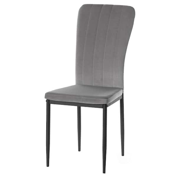 FABULAXE Gray Modern and Contemporary Tufted Velvet Upholstered Accent Dining Chair