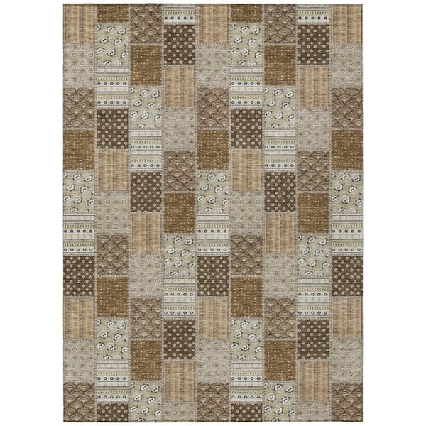 Chantille Machine Washable Indoor/Outdoor Abstract ACN2923 Chocolate 10 ft. x 14 ft. Area Rug