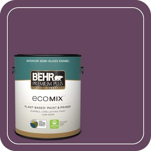 1 gal. #MQ5-35 Plum Rich Semi-Gloss Enamel EcoMix Plant-Based Interior Paint & Primer