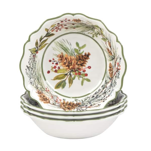 Certified International 28 fl. oz. Multi-Colored Melamine Winters Forest All Purpose Bowl (Set of 4)